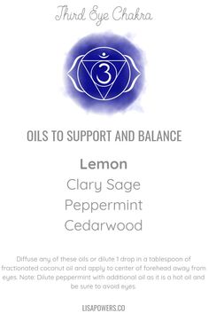 Our chakras are major energy centers that help us to bring in and transmute energy. When a chakra is not in balance, we tend to express that in certain ways emotionally and physically. Find out how to balance your Third Eye chakra, which represents self reflection and knowledge, with essential oils. #thirdeyechakra #essentialoils #lisapowers