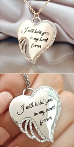 Treasured in My Heart You'll Stay Angel Necklace