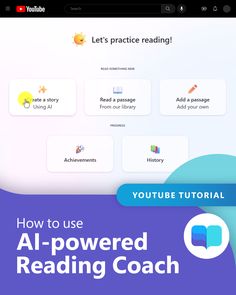 YouTube Tutorial
How to use AI-powered Reading Coach Literacy, Reading, Technology, Reading Fluency, Discover, Free Reading, Microsoft, App, Student