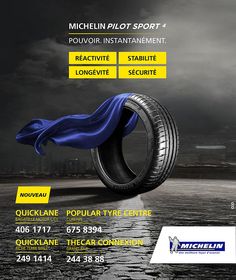 an advertisement for michel pilot sport, featuring the tire
