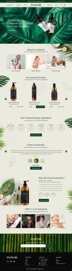 the website design for an organic cosmetics company