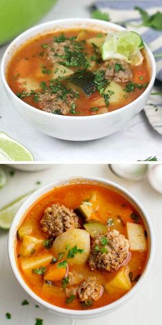 Video of Albondigas Soup being made and in a white bowl Gazpacho, Albondigas Soup Recipe Mexican, Albondigas Soup Recipe Mexican Authentic Videos, Albondigas Soup Recipe Authentic, Mexican Albondigas Soup Recipe, Albondigas Soup Recipe, Mexican Soup Recipes, Mexican Soup