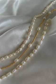 rice pearls | pearls | beads | seed beads | gold beads | gold bracelets | white seed beads | handmade | jewelry | trendy | aesthetic | affordable | beachy | tropical | fashion | accessories | summer | tiktok | small business | isabelles jewelry | clean girl | silk | satin | white | freshwater | summer | 2023 | pearl | gemstones | gem | instagram | etsy | small business | miami | coastal | Beaded Bracelets, Ideas, Bijoux, Collier, Girls Necklaces, Chokers, Girl Jewelry, Dream Jewelry, Beaded Jewels