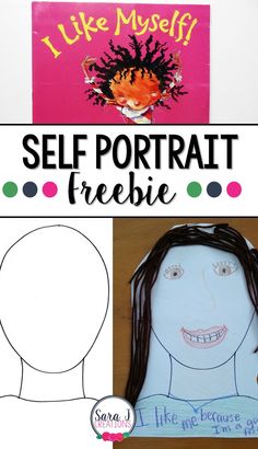 the self portrait is made with paper and glue to make it look like a child's face