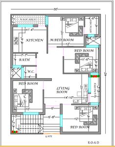 the floor plan for a two story house with an attached kitchen and living room area