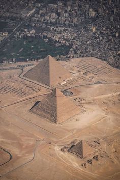 an aerial view of the pyramids in egypt