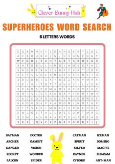 the super hero word search is shown in this printable activity sheet for children to learn how
