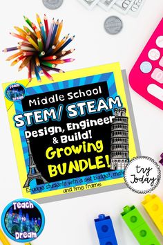 Want a FULL YEAR of easy stem activities? Grab this growing bundle of STEAM challenges for kids! If you are looking for FUN STEM ideas, students will LOVE these STEM task card activities solving real-world problems! Using classroom supplies, students will use their engineering and problem solving skills to solve these stem task cards for elementary or middle school. For 6th-8th Classroom Community Building Activities, Math Stem Projects, Middle School Math