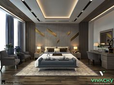 Master Bedroom in 5th Settlement on Behance Bedroom False Ceiling Design, Ceiling Design Bedroom, Ceiling Design Living Room