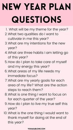 Plan for a successful New Year with these 10 questions - Vishaka Blone Motivation, New Year Planning, Self Care Activities, Guidance