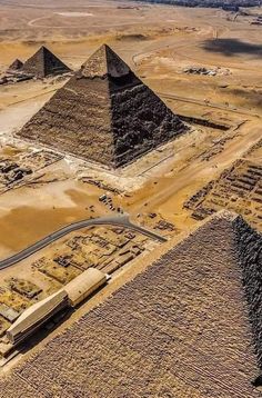 an aerial view of the pyramids in egypt