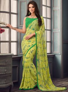 Yellow Georgette Saree With Blouse 133062 Designers