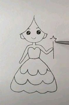a drawing of a princess holding a wand