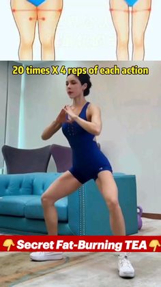 a woman in a blue swimsuit is dancing