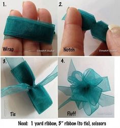 instructions for how to tie a bow with organe ribbon and satin ribbons on it