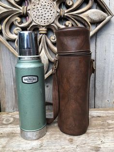 Excited to share this item from my #etsy shop: Aladdin Stanley Thermos with Leather Carrying Case Vintage Thermos 32 ounces Metal Vintage Camping Outdoor Sports Coffee Retro Vintage, Metal, Industrial, Aladdin, Coffee, Vintage, Vintage Thermos
