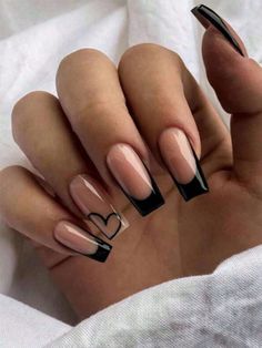 Black  Collar  PP  Color Nails Embellished   Nail,Hand & Foot Care Nail Art Designs, Cute Nails, Casual Nails, Basic Nails, Pretty Nails, Henna