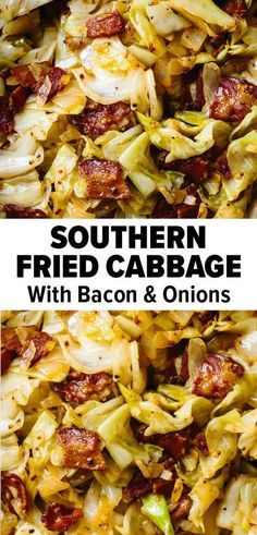 this southern fried cabbage with bacon and onions is an easy, delicious side dish that's ready in under 30 minutes