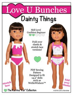 two dolls in swimsuits with the words love u bunches dainty things