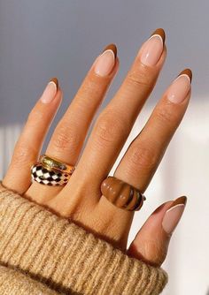 Cute Nails For Fall, Brown Nails Design, Fall Gel Nails, Brown Acrylic Nails, Brown Nail Art