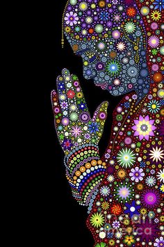 Flower Prayer Girl by Tim Gainey Namaste, Mandalas, Buddha, Dots Art, Dots, Abstract, Pray, Mandala Dots
