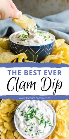 the best ever clam dip with chips