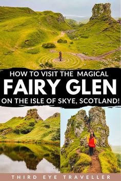 the cover of how to visit the magic fairy glen on the isle of skye, scotland