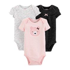 Child of Mine by Carter's Baby Girls Short Sleeve Bodysuits, 3-Pack