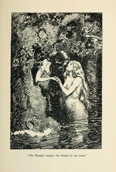 a drawing of a mermaid and a man in the water