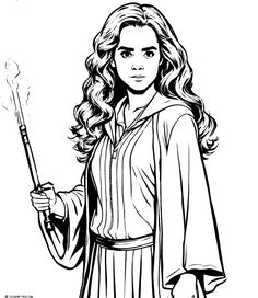 a woman holding a wand in her hand