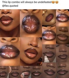 Follow @SlayinQueens for more poppin pins ❤️⚡️✨ Glossy Lips Makeup, Black Girl Makeup Tutorial, Makeup For Black Skin, Brown Skin Makeup, Lip Makeup Tutorial, Baddie Makeup, Black Girl Makeup, Dark Skin Makeup, Makeup Obsession
