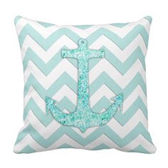 an anchor on a blue and white chevron background