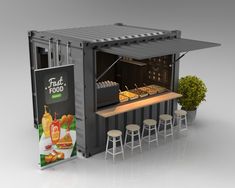 3D 10ft Container Kiosk | CGTrader Food Stall Design