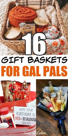 gift baskets for gal pals with text overlay