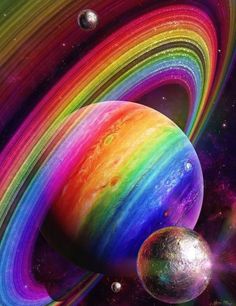 an image of the planets with rainbow colors