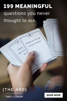 We launched {THE AND} card game as a way to bring {THE AND} experience home. With 199 questions per deck and nine different relationship-specific editions (and many more in the works) the cards allow people to easily experience more meaningful connections from literally anywhere. Inspiration, Relationships, Card Games, Diy, Wise Words, Counseling