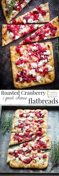 roasted cranberry and goat cheese flatbreads - Healthy Seasonal Recipes Foods, Recipes, Christmas Recipes, Snacks, Seasonal Recipes, Gourmet, Food, Favorite Recipes, Holiday Recipes