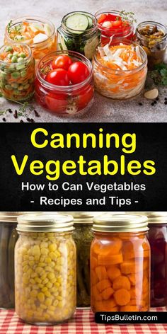 canning vegetables in jars with text overlay