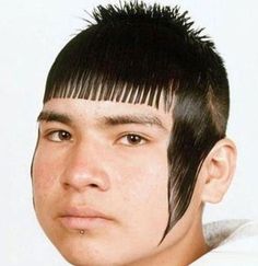 This man clearly got inspiration from the clippers in his barber's shop ... Long Hair Styles, Haircut Fails, Weird Haircuts, Kids Hair Cuts, Hair Dos