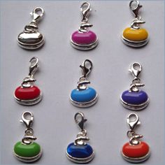 Silver Coloured Curling Stone Charms Bijoux, Gifts, Ideas, Jewellery, Drop Earrings, Jewelry, Silver