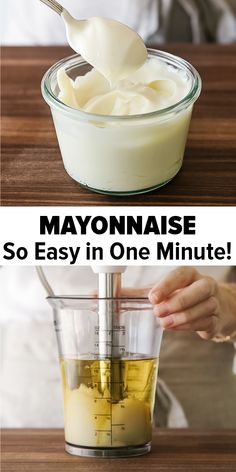 Mayonaise Recept, Immersion Blender Recipes, Homemade Mayonnaise Recipe, Smoothies Vegan, How To Make Mayonnaise, Homemade Pantry, Mayonnaise Recipe, Salad Dressing Recipes Homemade, Homemade Condiments
