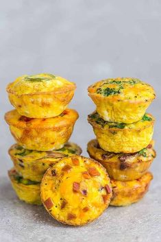 mini frittatas stacked on top of each other