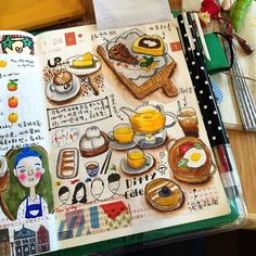 Hobonichi, sounds fun i wld like to do something like this, drawing my daily life style.... Doodles, Doodle, Art Journals, Art Journal, Art Journal Inspiration, Art Journal Pages, Sketchbook Journaling