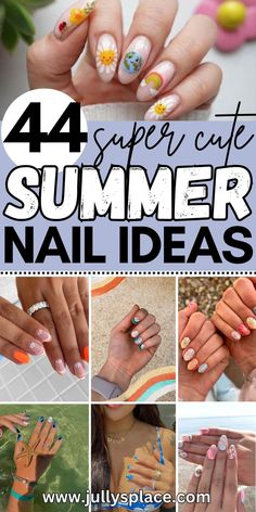 summer nails, summer nail ideas, nail ideas for summer, beachy nails, vacation nails Fingernails, Cute