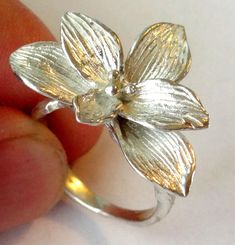 Bijoux, Ornament, Silver Flower Ring, Sterling Silver Flowers, Orchid Ring, Flower Ring, Silver Ring, Silver Flowers, Floral Rings