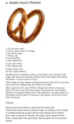 a recipe for pretzels with instructions on how to make them