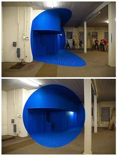 George Rousse. This art work really demonstrates the power of optical illusions on our perception of reality. Interior, Museums, Street Art, Exhibition Design, Interactive Installation, Exhibition, Installation Art, Architecture Design, Stage Design