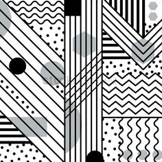 an abstract black and white background with lines, dots and circles in the shape of rectangles