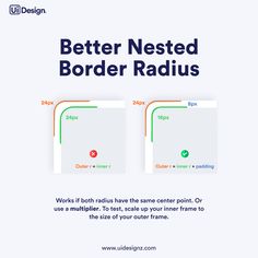 Discover the Art of Perfecting Corner Radii: Transforming Square Elements into Design Masterpieces! 👁️✨ 🔍🎨 Embark on a captivating voyage through the world of nested border radius. With precision, we sculpt user experiences, pixel by pixel, from inception to fruition. Remember, the magic lies in aligning the center points of the outer and inner frames. To test, scale up your inner frame to match the size of your outer frame. Follow us https://www.pinterest.com/uidesign0005/_created/ Frontend, Design System, Ux Design Principles, Learn Ui Design