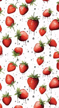 strawberries and bubbles on a white background with water drops in the foregrounds